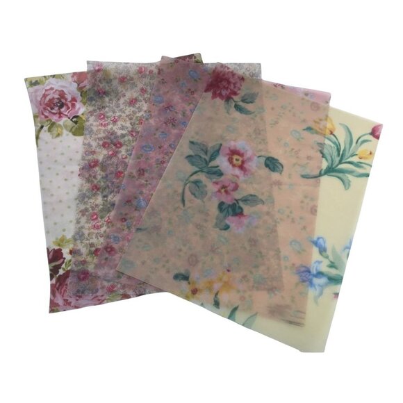 4 Vellum Sheets Custom Print Assorted Floral Pattern mq Pink 8.5 x 11 - Picture 2 of 5